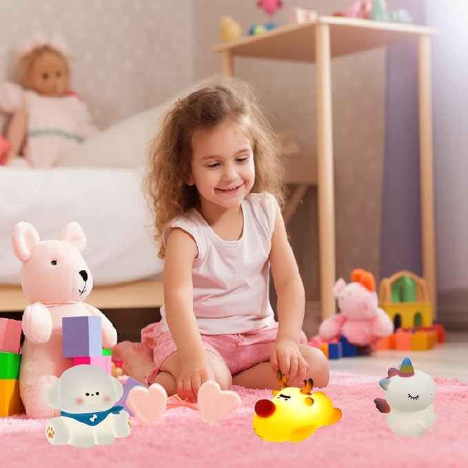 Squishy Nursery Puppy Night Light, Cute Silicone Light for Toddlers, Rechargerable Dimmable Soft Touch Bedtime Baby Night Light, Portable and Safe for Newborns