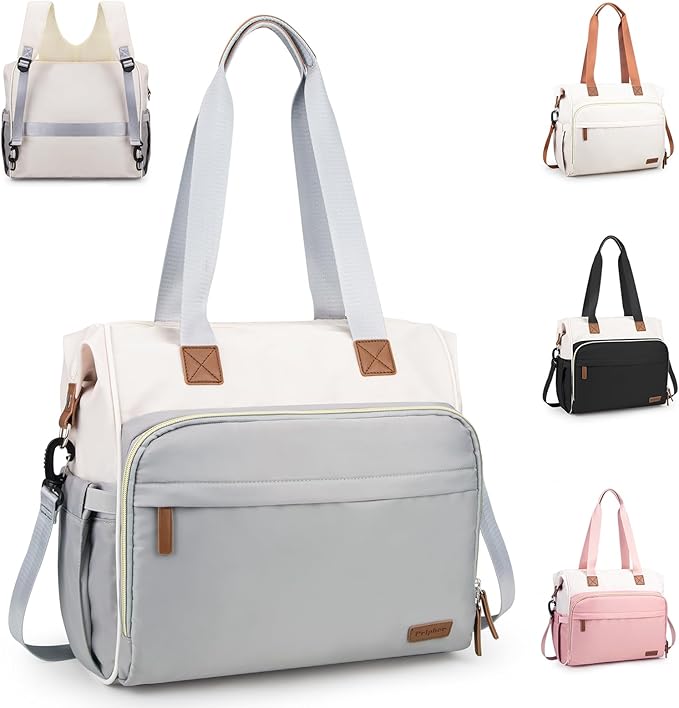 Diaper Bag Backpack, Mommy Travel Diaper Bag Tote with Shoulder Strap, Hospital Bag, Weekender Baby Bag for Mom