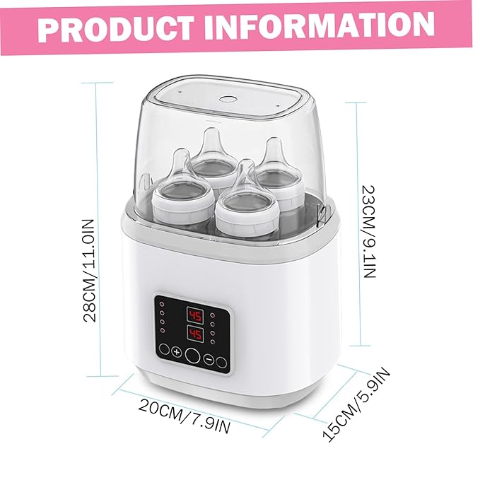 Bottle Warmer, Baby Bottle Warmer & Steriliser Temperature Adjustable Portable Remote Control Baby Food Heater with LCD Display for Breastmilk or Formula, Grey