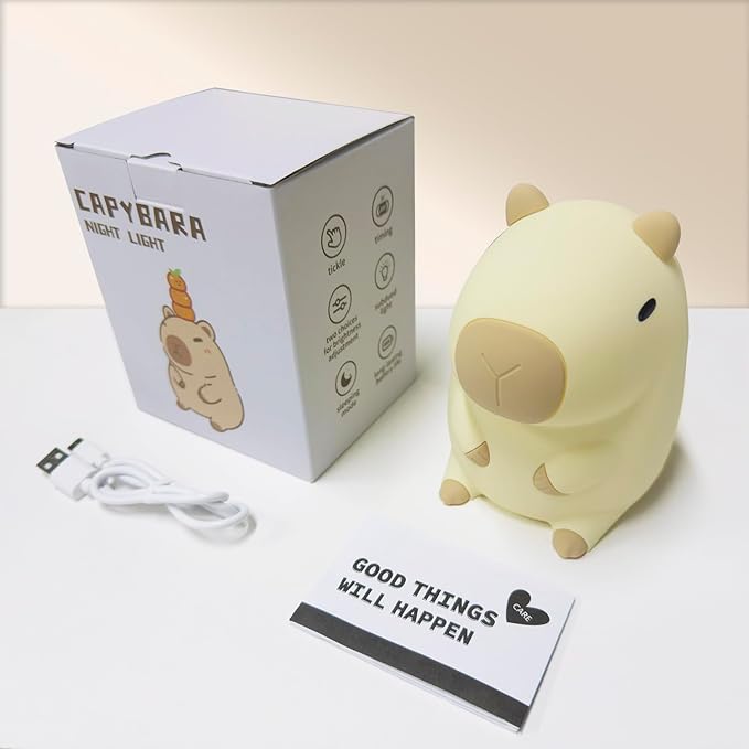 Cute Cartoon Capybara Silicone Night Light USB Rechargeable Timing Dimming Sleep Night Lamp for Children's Room Decor