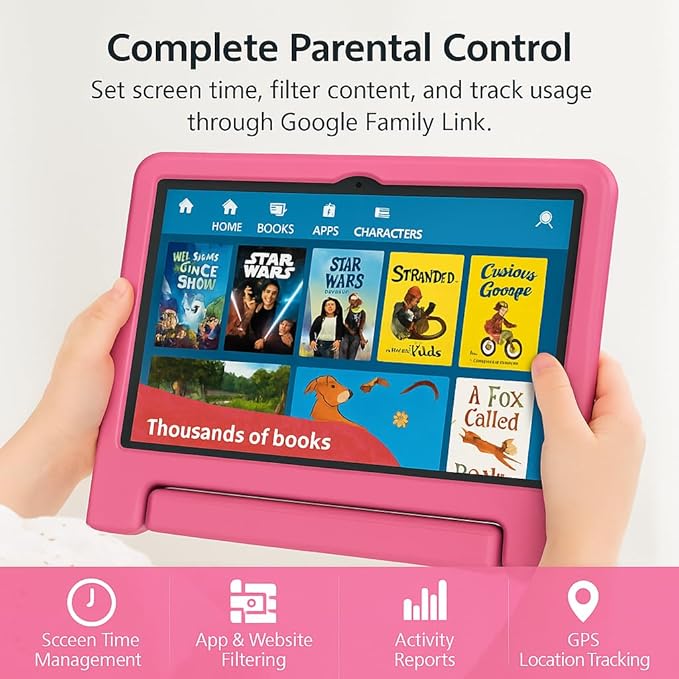 10.1" Kids Tablet Android 14 | 64GB Octa-Core 8GB RAM | Shockproof Case & Parental Control | 12H Fast Charge | HD Display w/Google Kids Space & Educational Apps | WiFi 6/Bluetooth/GPS | Ages 3-12