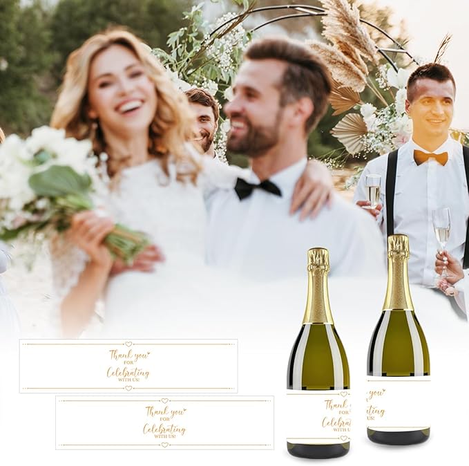 100PCS Wedding Water Bottle Labels Waterproof Greenery Floral Wraps Sticker for Water Bottle Baby Shower Bottle Label for Bridal Shower Party Thanks A15