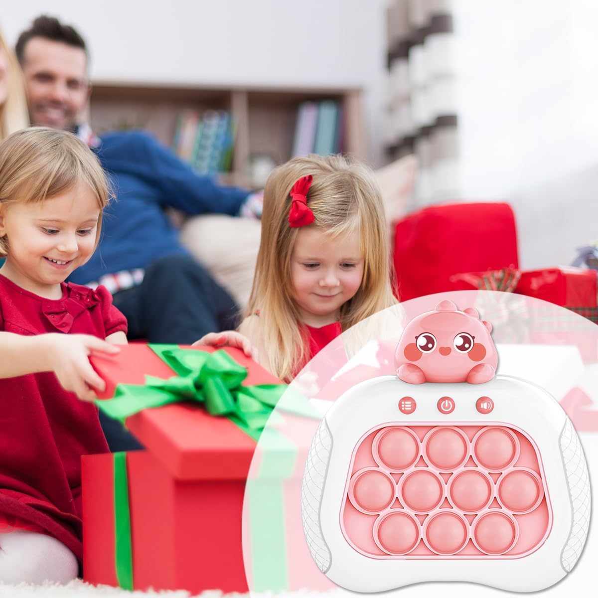 Quick Push Bubble Game,Popping Game Light up Pop Fidget Toy for Kids,Fast Push Console Game for Ages 3-12 for Boys and Girls,Handheld Puzzle Game Sensory Toys (Dinosaur)