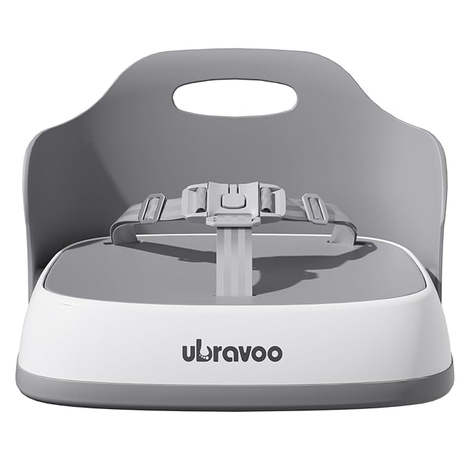 Baby Booster Seats, Toddler Booster Seat for Dining Table with Adjustable Straps, Portable Compact Portable Baby Chair for Dining and Travel (Grey)