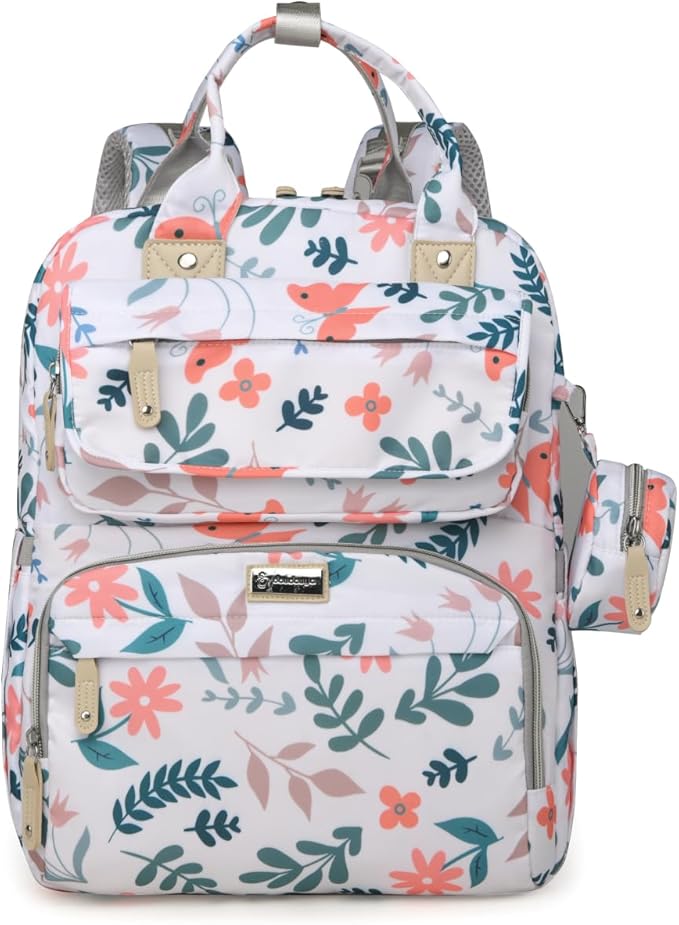 Diaper Bag Backpack for Baby – Large Capacity Waterproof Travel Tote, Multifunction Baby Bag with Changing Pad, Pacifier Holder & Stroller Straps (Jungle Green)