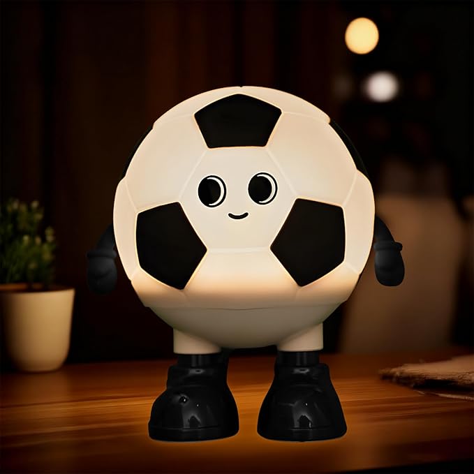 Cute Soccer Ball Fun Night Light - Dimmable RGB Touch Control Lamp, USB-C Rechargeable, Stress Relief Toy for Sports Fans, Home Decor and Gift