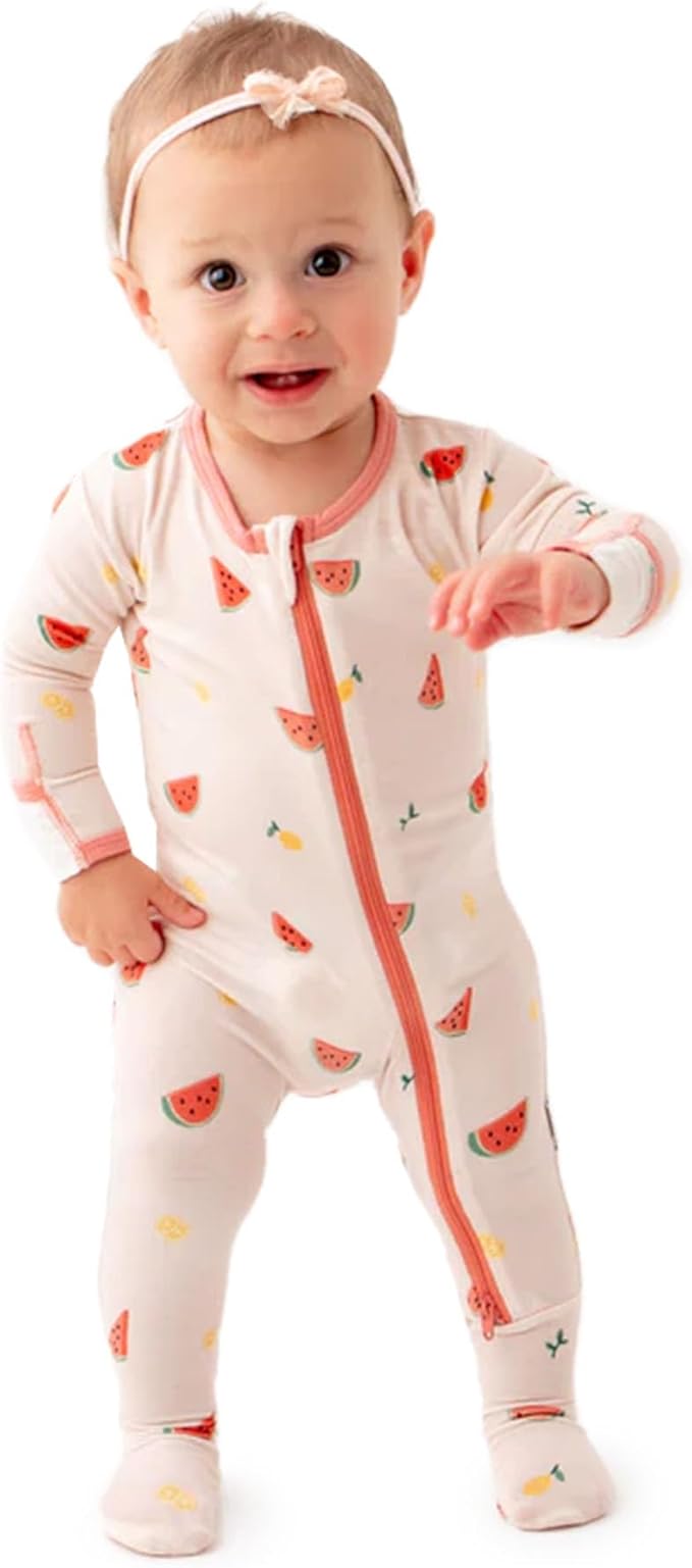 Bamboo Little Soft Baby Footie Pajamas, Baby Clothes, Newborn Sleepers, 95% Viscose and 5% Spandex, 0-24 Months