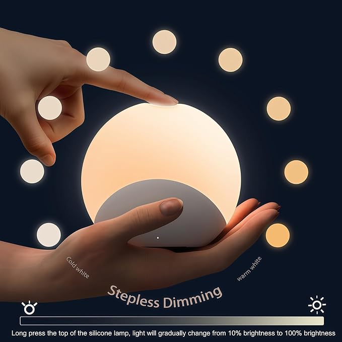 IYT Night Light for Baby,Kids Egg Light Stepless Dimming Touch Night Lamp,7 Colors Dimmable Eye Friendly Silicone Touch Lamp for Breast Feeding,Toddler Kids Bedroom Light,30 Min Hour Timer,BPA Free