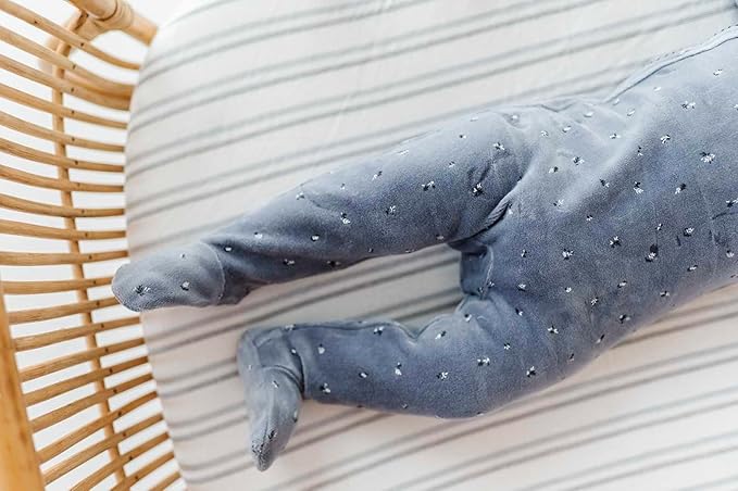 Ely's & Co. Pack and Play Sheets, for Mini/Portable Crib, 2 Pack Fitted Playpen Play Yard Sheet Set Compatible with Graco Pack n Play, for Baby Boys, 100% Cotton, 38”x24”x5” Blue Dragonfly + Stripes