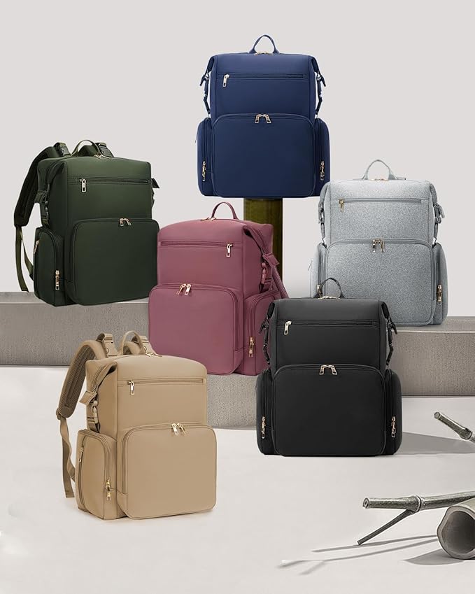 CEI-CEI Neoprene Diaper Bag Backpack with Insulated Pockets, Large Newborn Baby Maternity Bags Travel Tote with Changing Pad (Dark Blue)