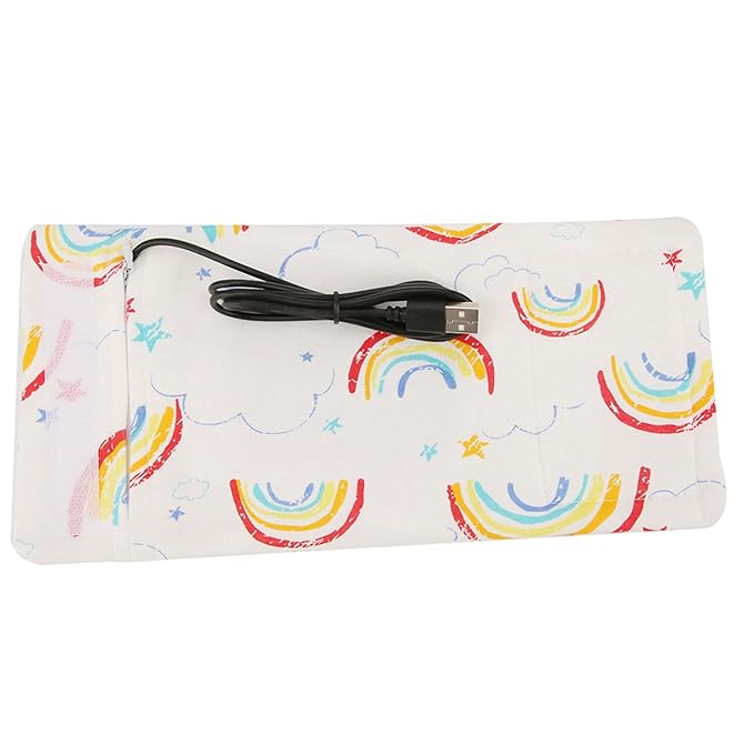 Baby Bottle Keep Warm Cover,Baby Bottle Bags Portable,USB Milk Heat Keeper,Warm Keeper Multifunction Coffee Tea Mug Beverage,Warming Bag for Indoor, Outdoor, Traveling, Driving (Rainbow)