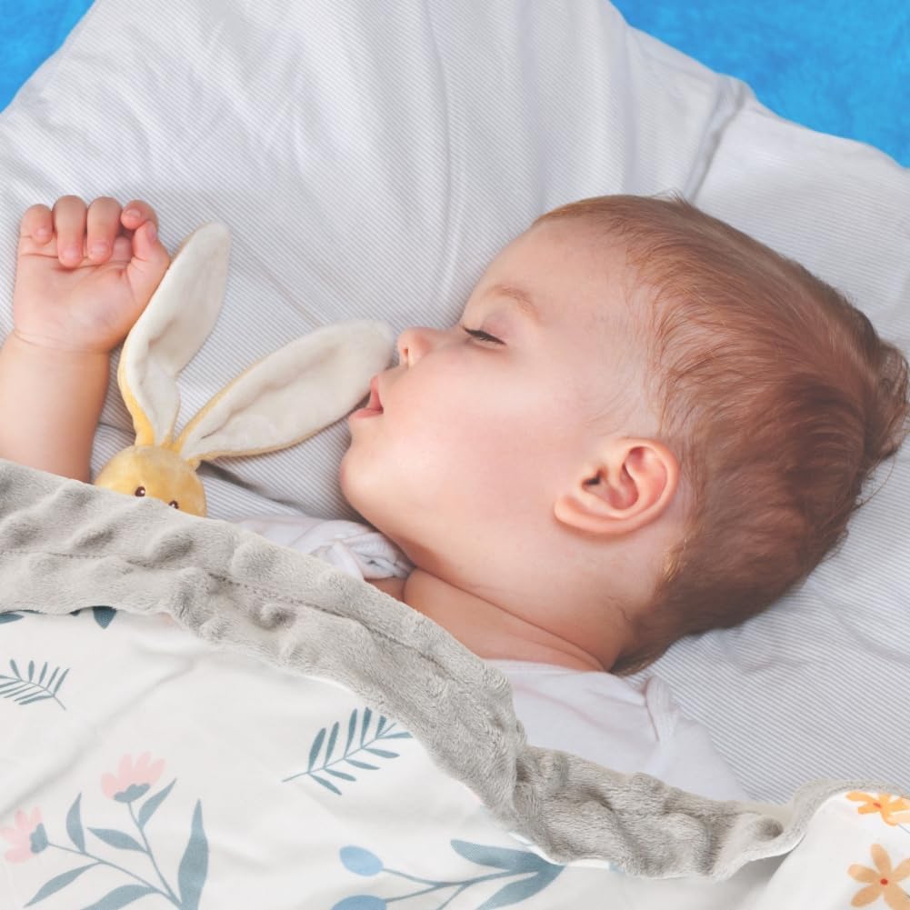 Soft Sage Green Baby Blankets for Unisex Girls or Boys Breathable Gender Neutral Nursery Double Layer Blankets with Dotted Backing and Leaf Printed for Newborn Toddlers 2 Pack (Leaf)