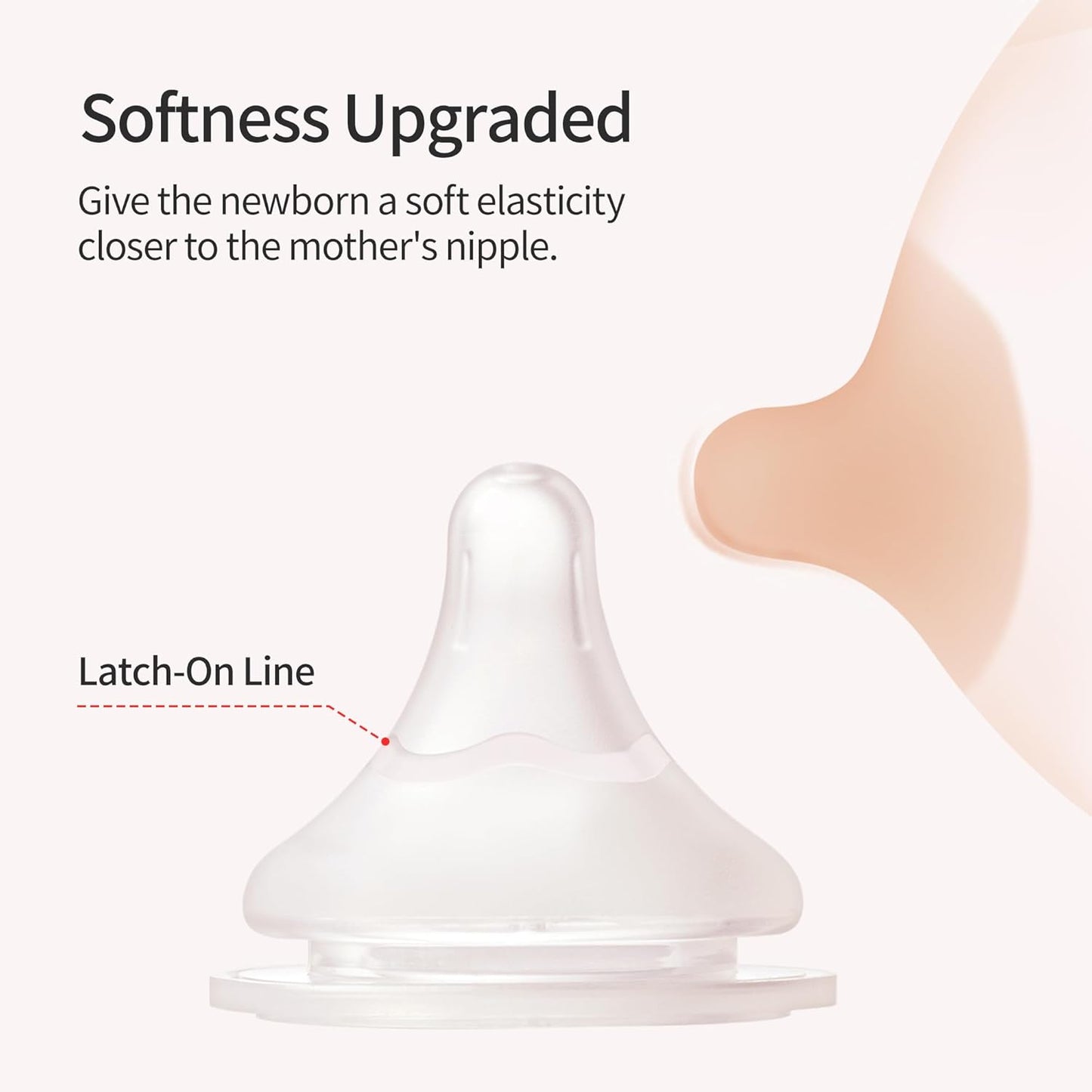 Pigeon Silicone Nipple (L) with Latch-On Line, Natural Feel, 6+ Months, 4 Counts