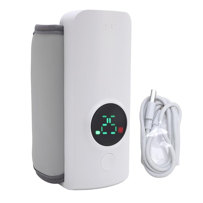 Portable Bottle Warmer, Fast Heating Milk Warmer for Travel, 6 Settings Temperature Display, 6000mAh Battery, USB Rechargeable Bottle Warmer On The Go, Waterless Warming Milk