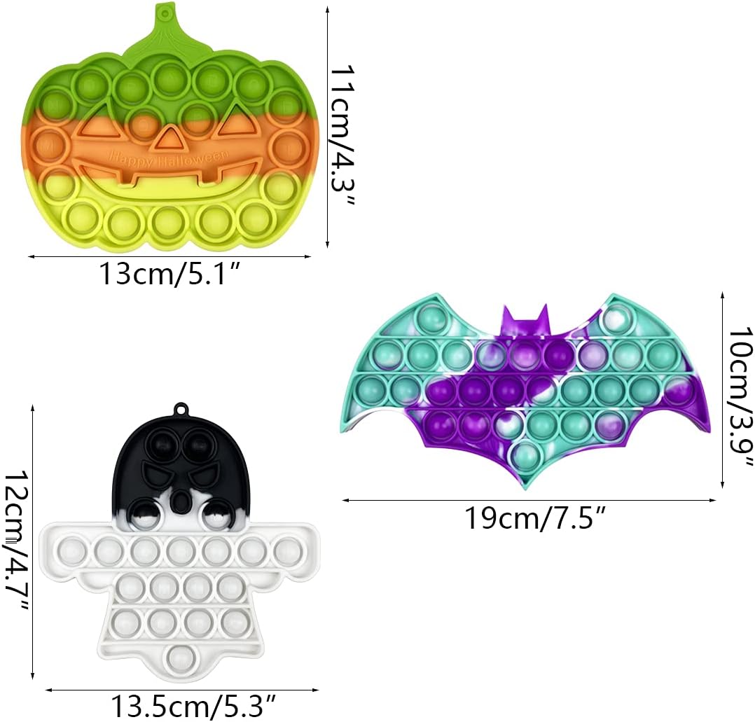 Jofan 3 Pack Halloween Fidget Sensory Pop Toys Packs for Kids Girls Boys Halloween Party Favors Halloween Treat Bags Gifts Stress Relief