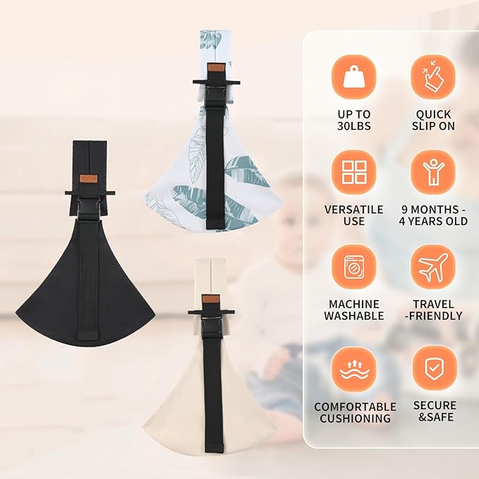 Baby Sling Carrier for Infants and Toddlers 6–36 Months (10–30 lbs), Breathable Cotton Hip Shoulder Carrier – Adjustable, Hands-Free Toddler Sling for Side & Hip Carry(Nature)