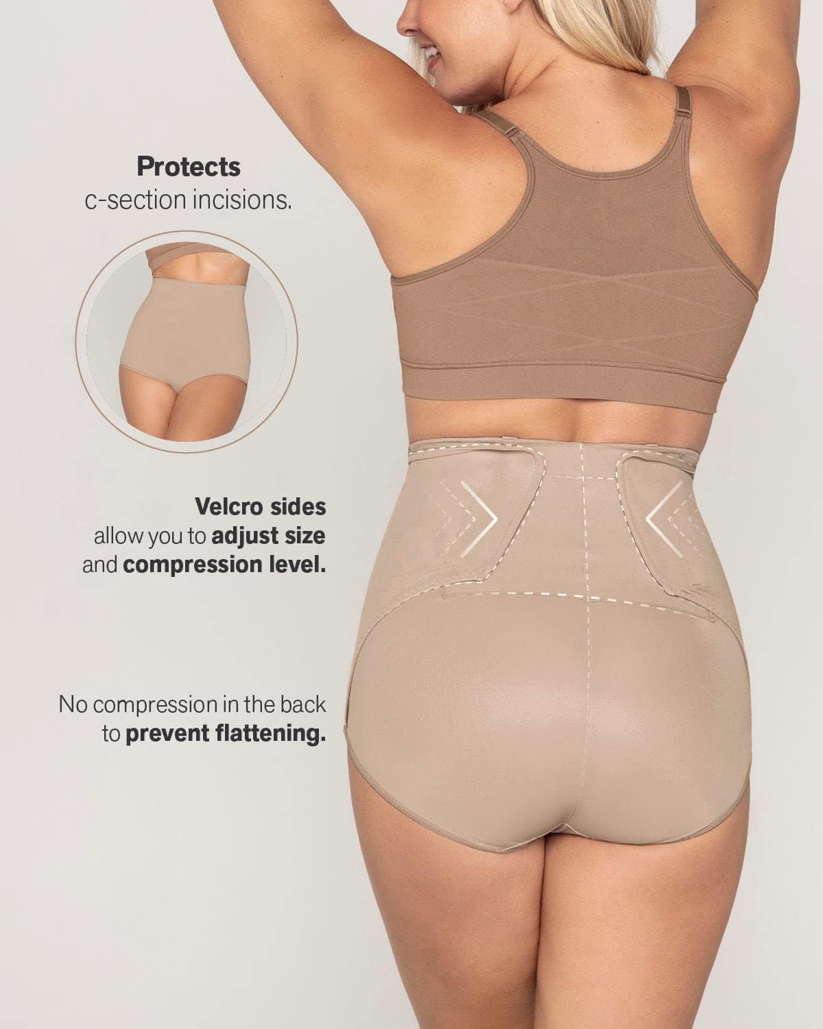 High Waisted Post Surgical Firm Compression Underwear with Adjustable Belly Wrap - Tummy Control Shapewear Girdle for Women