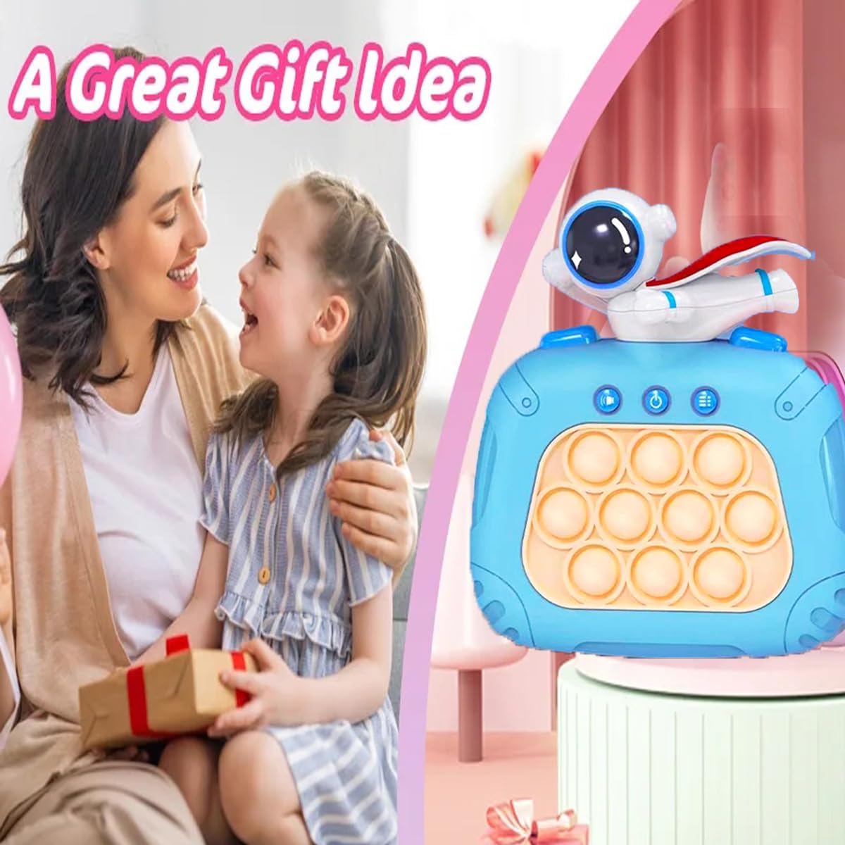 Quick Push Game Console,Pop Fidget Toys ,A Toy Game Machine That Exercises Reaction Ability and Improves Concentration | Gift Idea for Kids & Teens Boys & Girls (Astronaut)