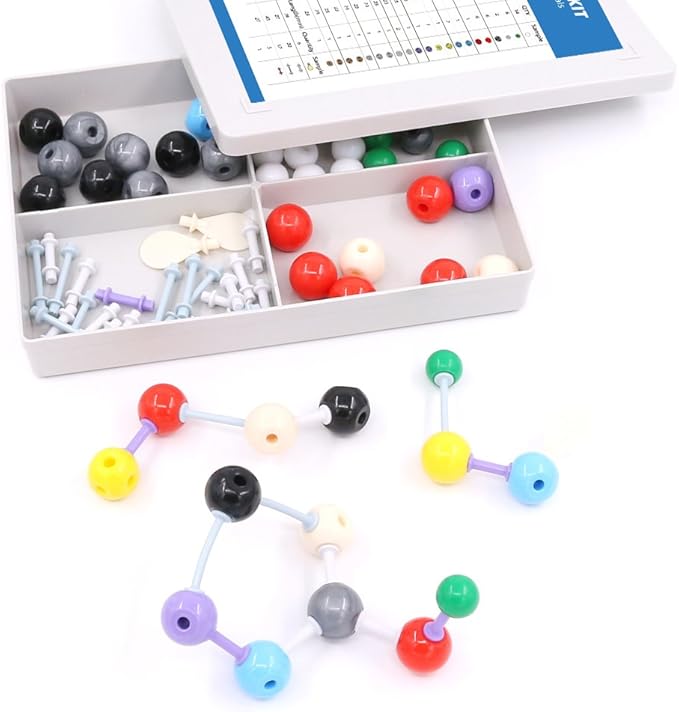 Swpeet 92 Pcs Chemistry Molecular Model Student and Teacher Set, Molecular Model Set for Inorganic & Organic Chemistry - 52 Atoms & 37 Bonds & 3 Orbitals