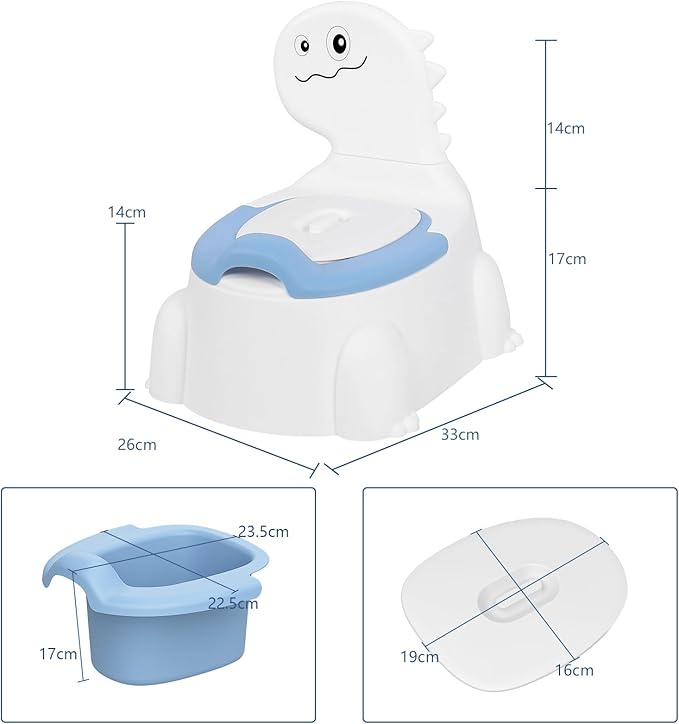 Potty Seat Baby Training Chair Boys Girls Toddler Dinosaur Comfortable children 1-5 years old Baby toilet Animal seat with lid back potty trainer (indigo)