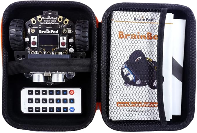 BrainPad Pulse with Robot Kit, a MakeCode STEM Microcomputer for Coding Robots, Games, & Circuits