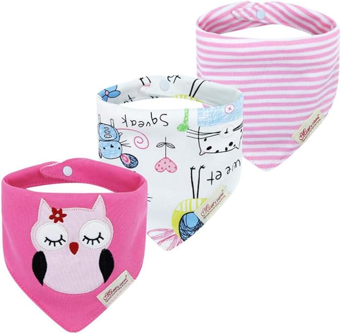 JN&LULU 3 Pack Newborn Baby Bibs Bandana Drool Bibs for Drooling Cotton Baby Gifts
