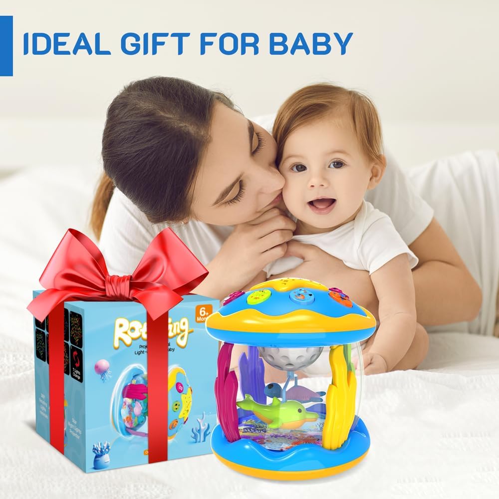 Baby Toys 6 to 12 Months - Musical Projector Rotating Light Up Toys, Tummy Time for Infant 12-18 Months, Learning Toy for Toddler 1 2 3 Years Old, Birthday Gifts for Boys Girls 0-3-6-9-12-18 Month