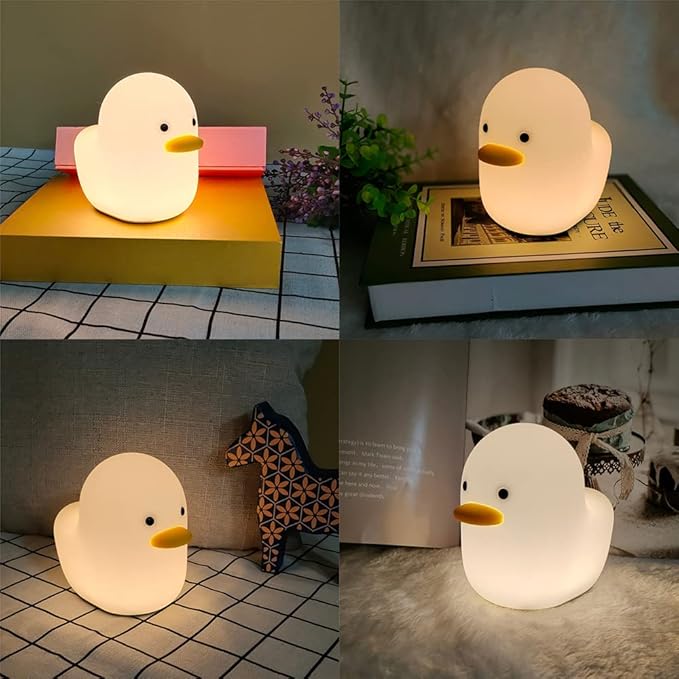 Kids Night Light - Cute Silicone Duck Nursery Lamp for Baby and Toddler, Animal Squishy Lamp for Bedroom, Boys and Girls Gift