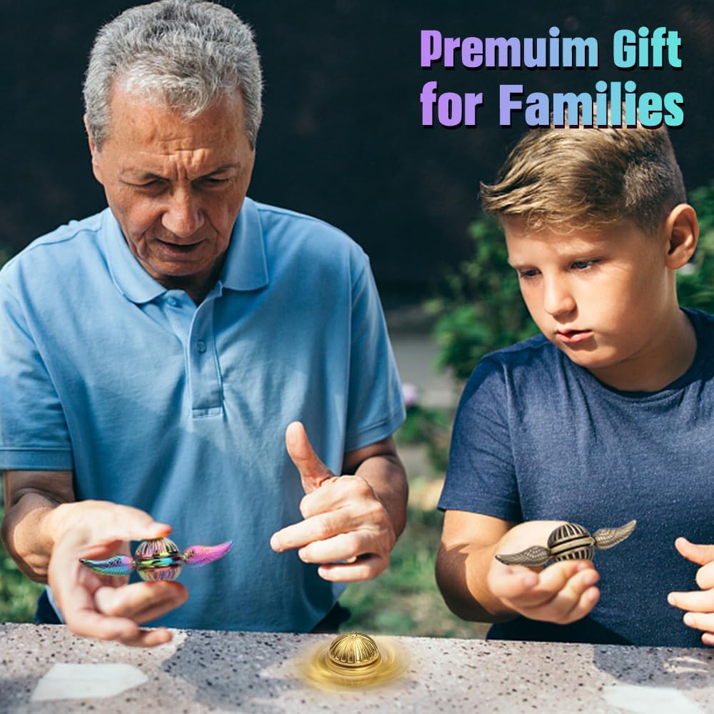 Rainbow Wizarding Fidget Sphere Spinner Metal for Kids Adults, EDC Desk Toy Wings Finger Hand Spinner Spinning Toys Christmas Birthday Gifts for Boys Girls Stress Relief Anti-Anxiety Novelty Prize