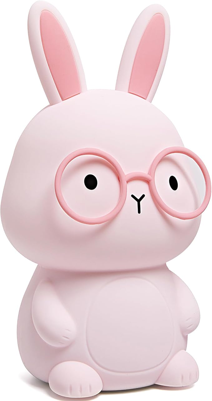 Bunny Lamp for Kids,Rabbit Night Light with Color Changing, Rechargeable LED Nightlight for Easter Gift,Silicone Bedside Touch Lamp,3 Levels Dimmable/Timmer Nursery Bedroom Light, Baby Room Decor