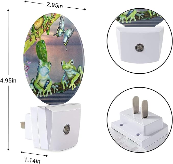EKOBLA Frog Night Lights Plug into Wall Frog Holding Green Leaf Fun Plug-in Nightlights Home Auto Sensor LED Dusk to Dawn Light for Bedroom Bathroom Kitchen Corridor