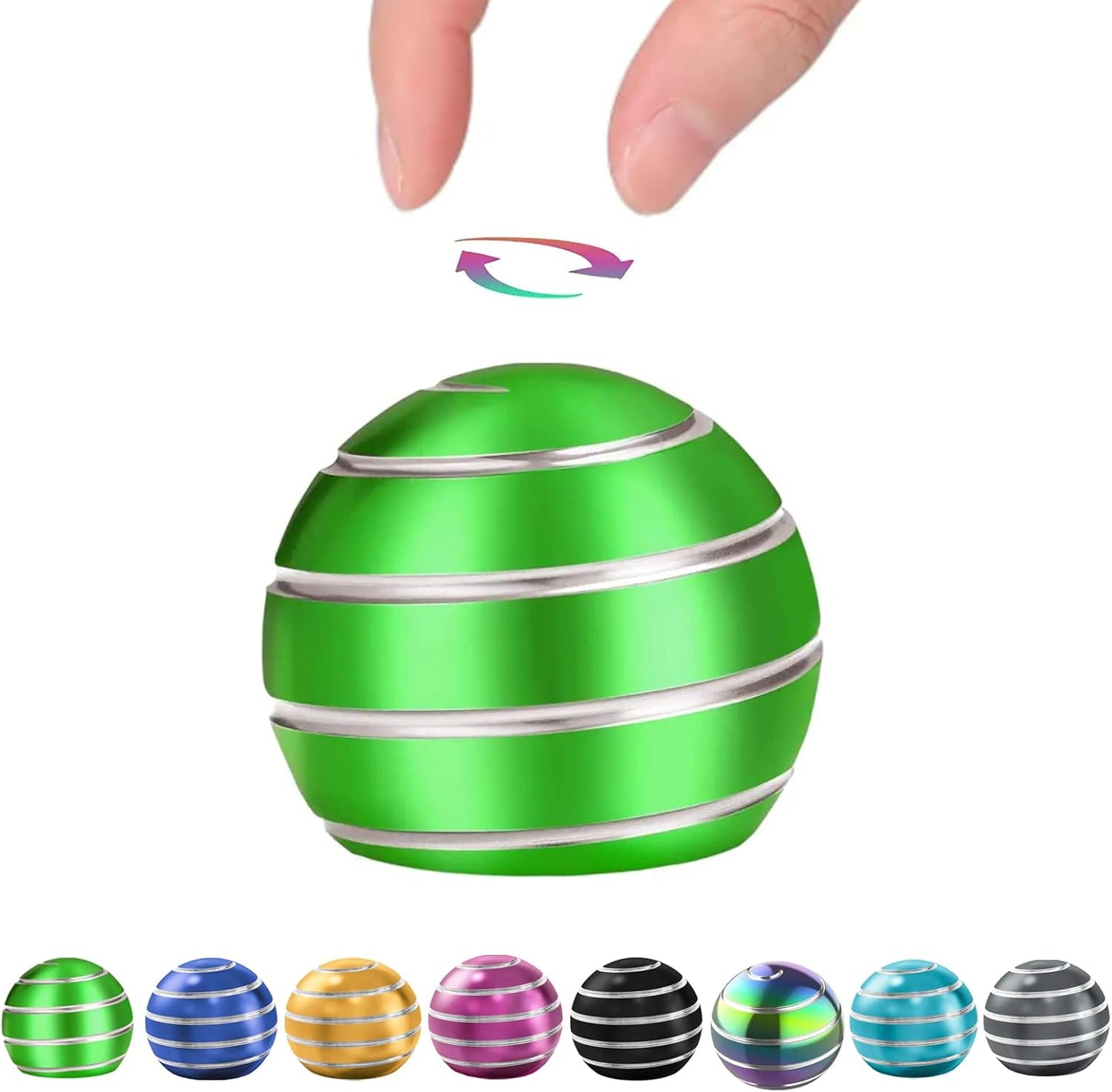 Kinetic Desk Toys, Kids Fidget Toys Adults, Metal Kinetic Fidget Spinner, Desk Toys for Office for Adults, Fidgets for Anxiety, ADHD, Stress Relief (1.77", Green)