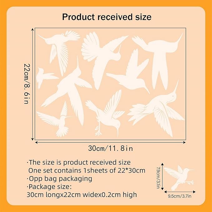 Bird Window Clings Static Cling Window Decals, 1PCS Anti Collision Bird Deterrent Rainbow Stickers, Reusable, Rainbow Non-Adhesive Prismatic Decorative Home Decor