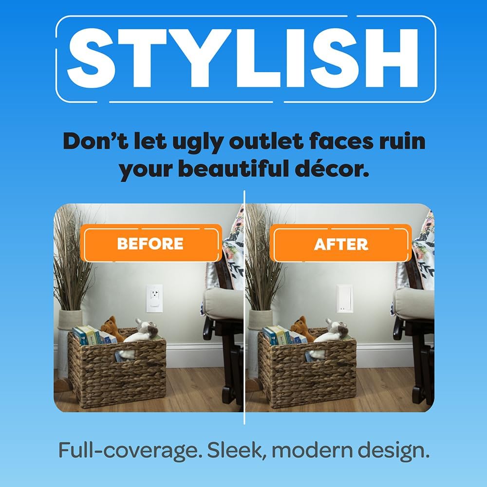 Child Resistant Outlet Cover (2-pack | White) | Duplex Standard Wall Plate | Sliding Door that Locks | Safe & Stylish | Patented Design | Made in the USA | Quick & Easy Installation | Socket Shield