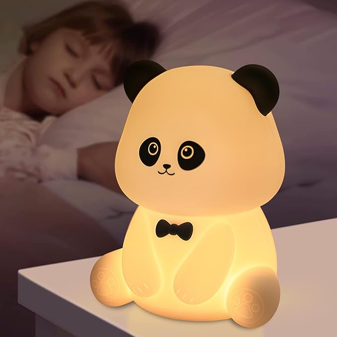 Cute Panda Night Light,Squishy Animal Nightlamp,Rechargerable Dimmable Nursery Soft Silicone Table Bedroom Lamp Portable Adjustable Lighting Bedroom Bedside Gift