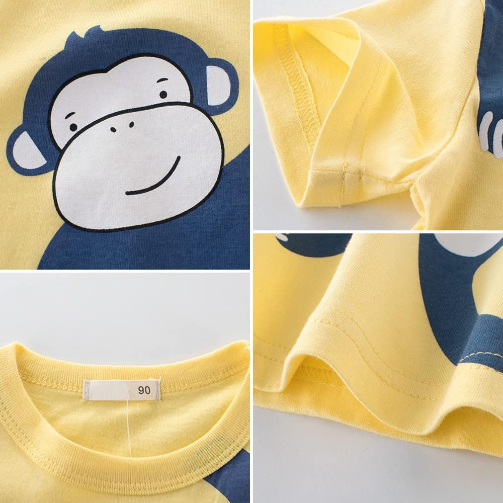 Boys' 4-Pack Excavator Short Sleeve Crewneck T-Shirts Top Tee Size 2-7 Years Toddler Boys' Value Pack Cotton T-Shirt