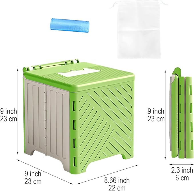 Portable Potty Seat for Toddler, Kids Travel Potty Foldable Compact Potty Training Toilet Seat with Cleaning Bags for Car, Camping, Travel, Outdoors (Green)