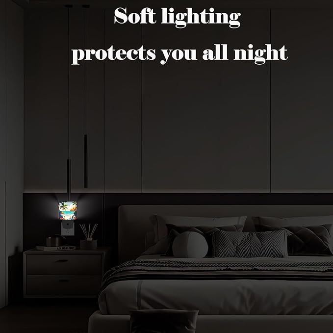 Palm Tree with Beach Night Light,Plug-in Night Lights with Dusk to Dawn Sensor for Stairway,Hallway,Bedroom Sleep Friendly Ideal for Women/Girls/Boys Gift,0.5w