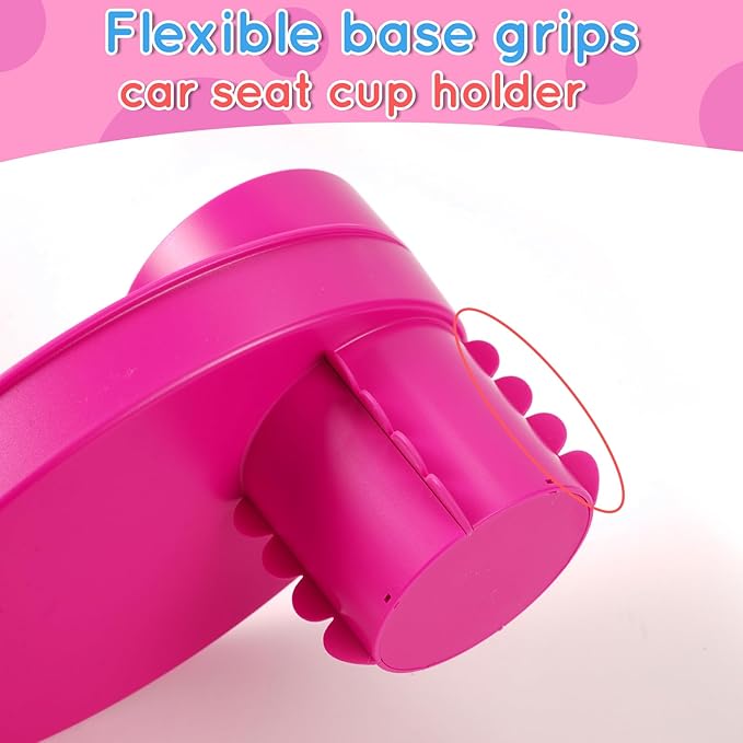 Car Seat Tray - Easily Expands Snack Tray Cup Holder Tray into 360° Cup & Travel Tray for Kids Car Seat, Booster, and Stroller (Pink)