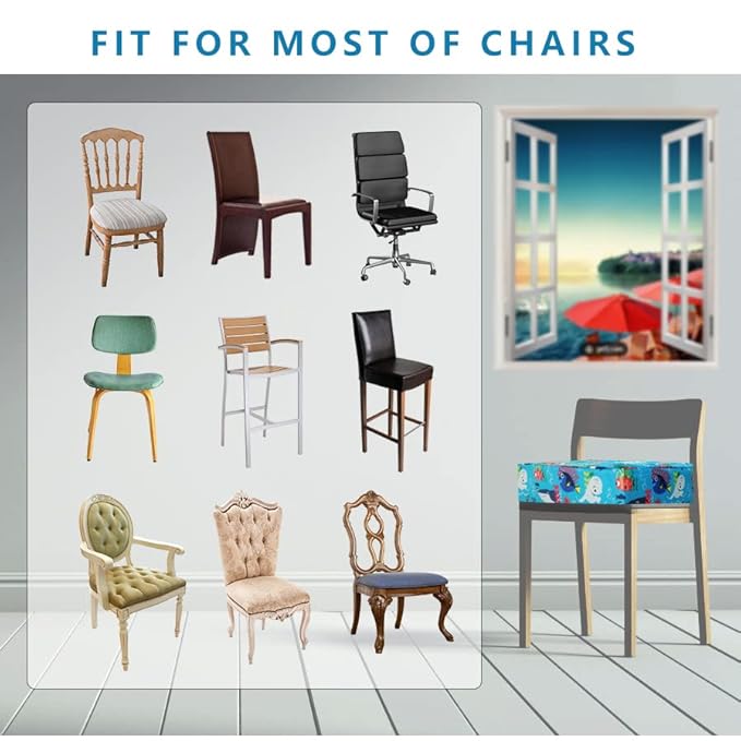 Toddler Booster Seat for Dining Table,4 Inches Washable Double Safer Straps Non-Slip Bottom Booster Seat for Kids, Portable Travel High Density Sponge Detachable Increasing Cushion for Child