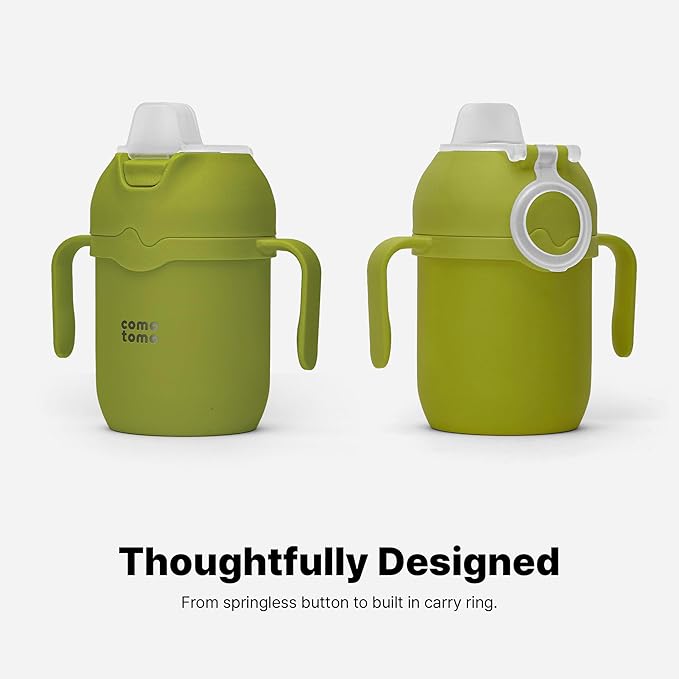 Comotomo Toddler Tumbler 8oz Insulated Sippy Cup with Silicone Straw and Spout, Green