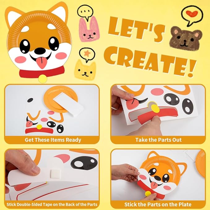 16 Pack Arts and Crafts for Kids, Toddler Crafts Animal Paper Plate Art Kit Gift for 3 4 5 6 Year Old Boys Girls DIY Kids for Birthday Party Favor Preschool Classroom Party Games