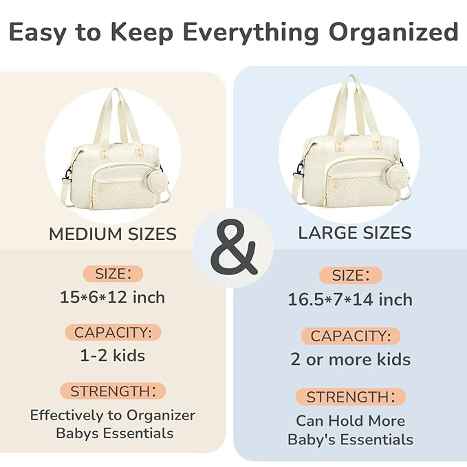 Diaper Bag Tote, Baby Bag Travel Diaper Tote Bag with Pacifier Case, Cute Maternity Hospital Baby Stylish Diaper Tote for Mom Dad Medium Size, Beige