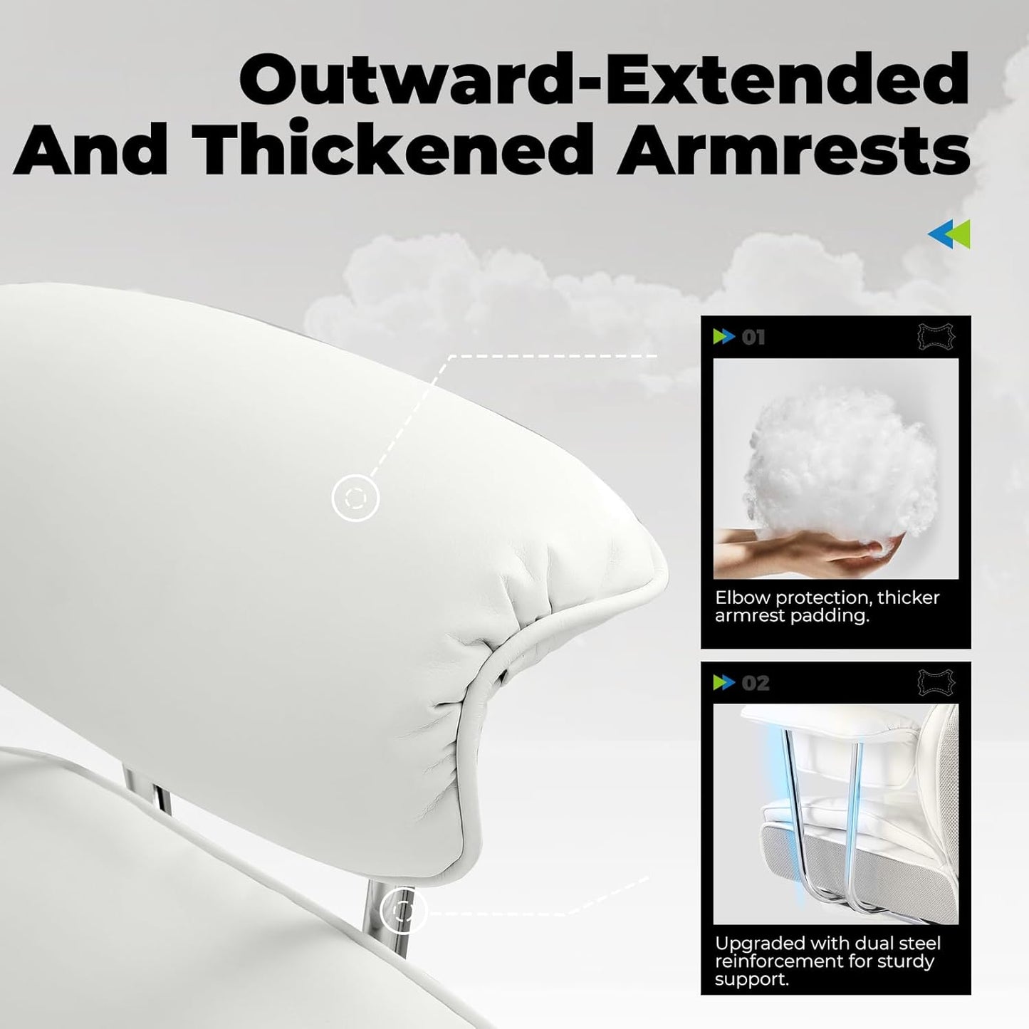 COMHOMA Big and Tall Office Chair, High Back Leather Gaming Chair with Footrest, Executive Ergonomic Office Chairs with Pocket Spring Lumbar Support and with Outward Fixed Soft Armrests