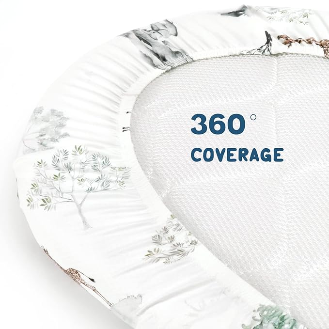 Ultra Soft Fitted Bassinet Sheets 3 Pack, Universal Fitted for.Baby Cradle Moses Basket Oval Rectangle Mattress Safe and Snug, Stylish Bassinet Mattress Sheets for Baby, Cute Animals Print