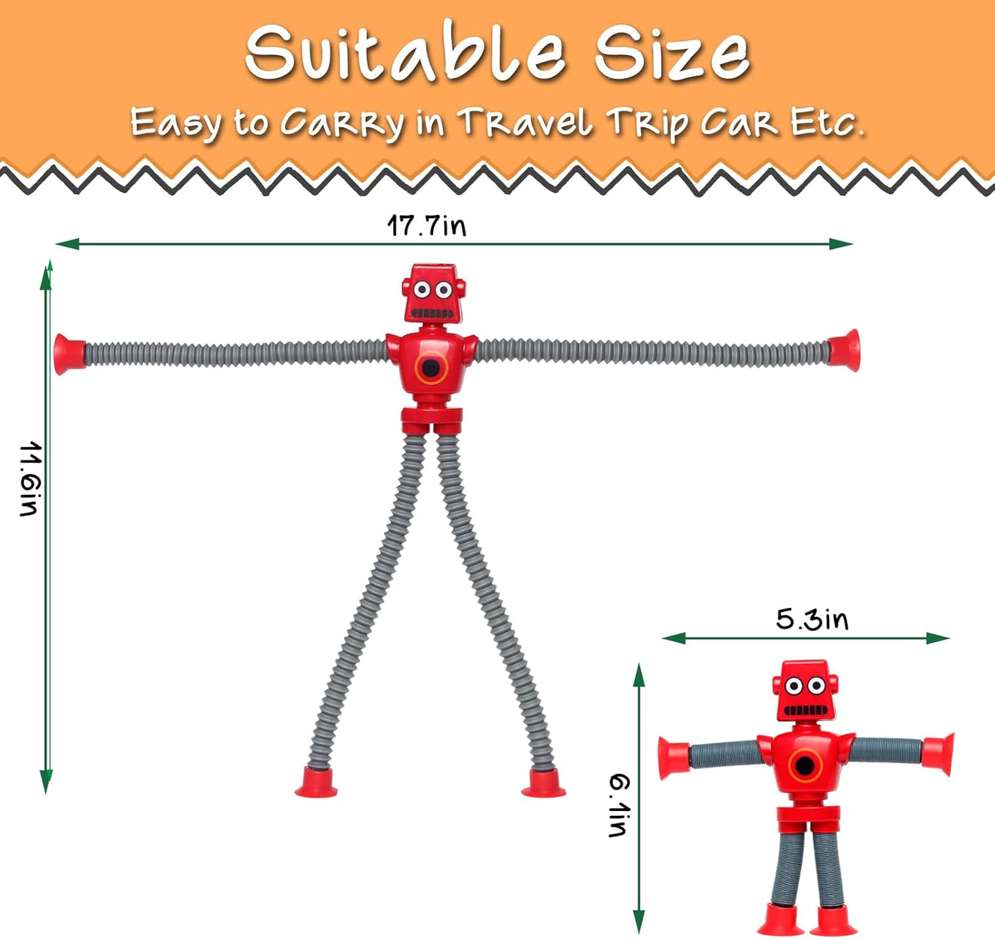 4 Pcs Telescopic Suction Cup Robot Toy, Coolest Pop Tubes Sensory Toys for Toddlers, Educational Fidget Toys Robot Party Favors for Anxiety Kids for 3-9 Year Old Boys Girls