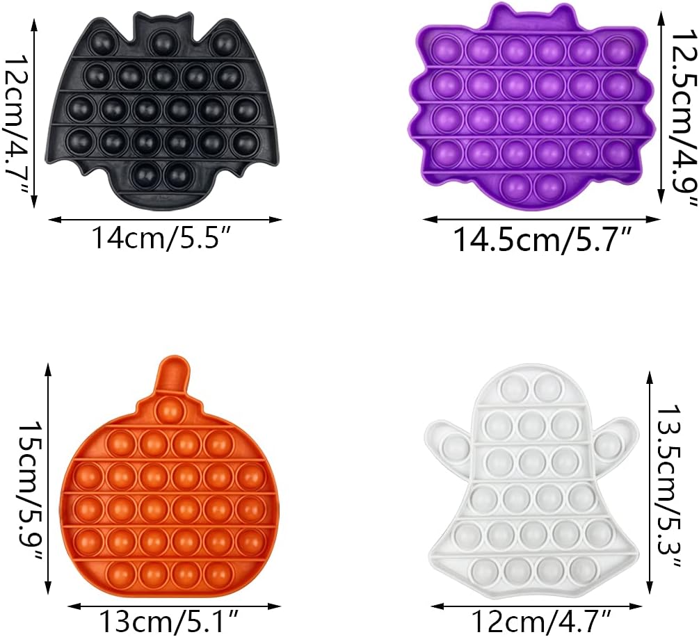 Jofan 4 Pack Halloween Fidget Sensory Pop Toys Packs for Kids Girls Boys Halloween Party Favors Halloween Treat Bags Gifts Stress Relief