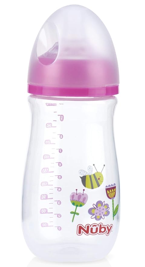 Nuby Tritan Wide Neck Non-Drip Bottles with Anti-Colic Air System: 9oz./ 270 Ml, 3 Pack, 3M+, Multi