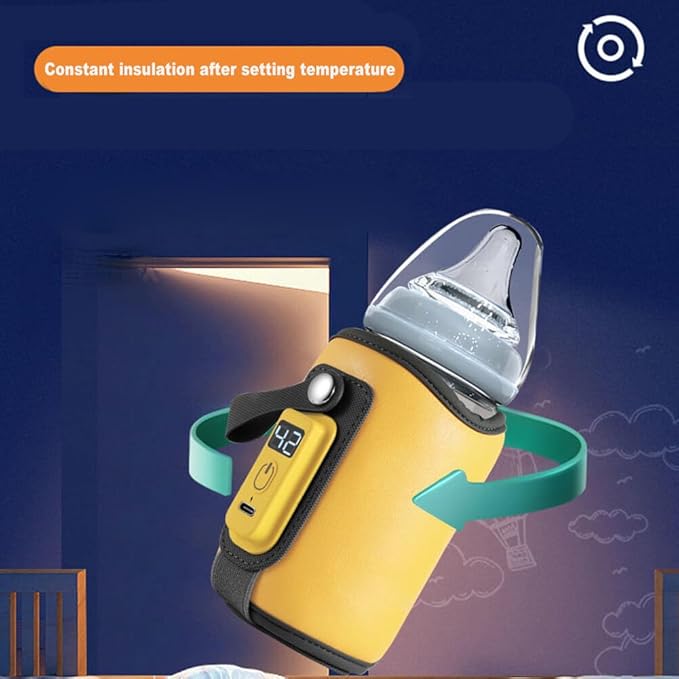 Baby Bottle Warmer, Portable Bottle Warmer, Baby Bottle Insulation Cover Bottle Warmer with LED Display, Heating Accurate Temperature Control for Travel Camping