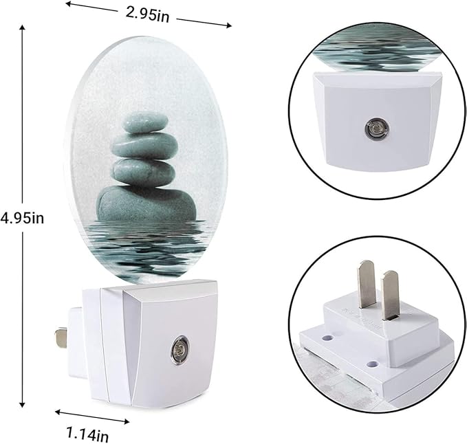 EKOBLA Zen Stones Night Light Oriental Spa Peaceful Meditation Night Lights Plug into Wall with Dusk to Dawn Sensor LED Lamp for Men Women Birthday Housewarming Christmas Gift